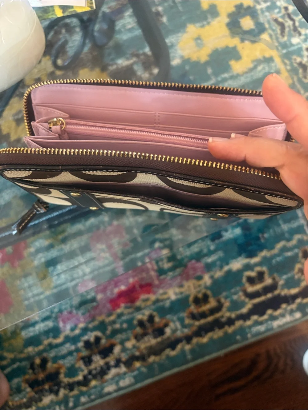 Coach Zoe Accordion Wallet Brown with Gold Hardware